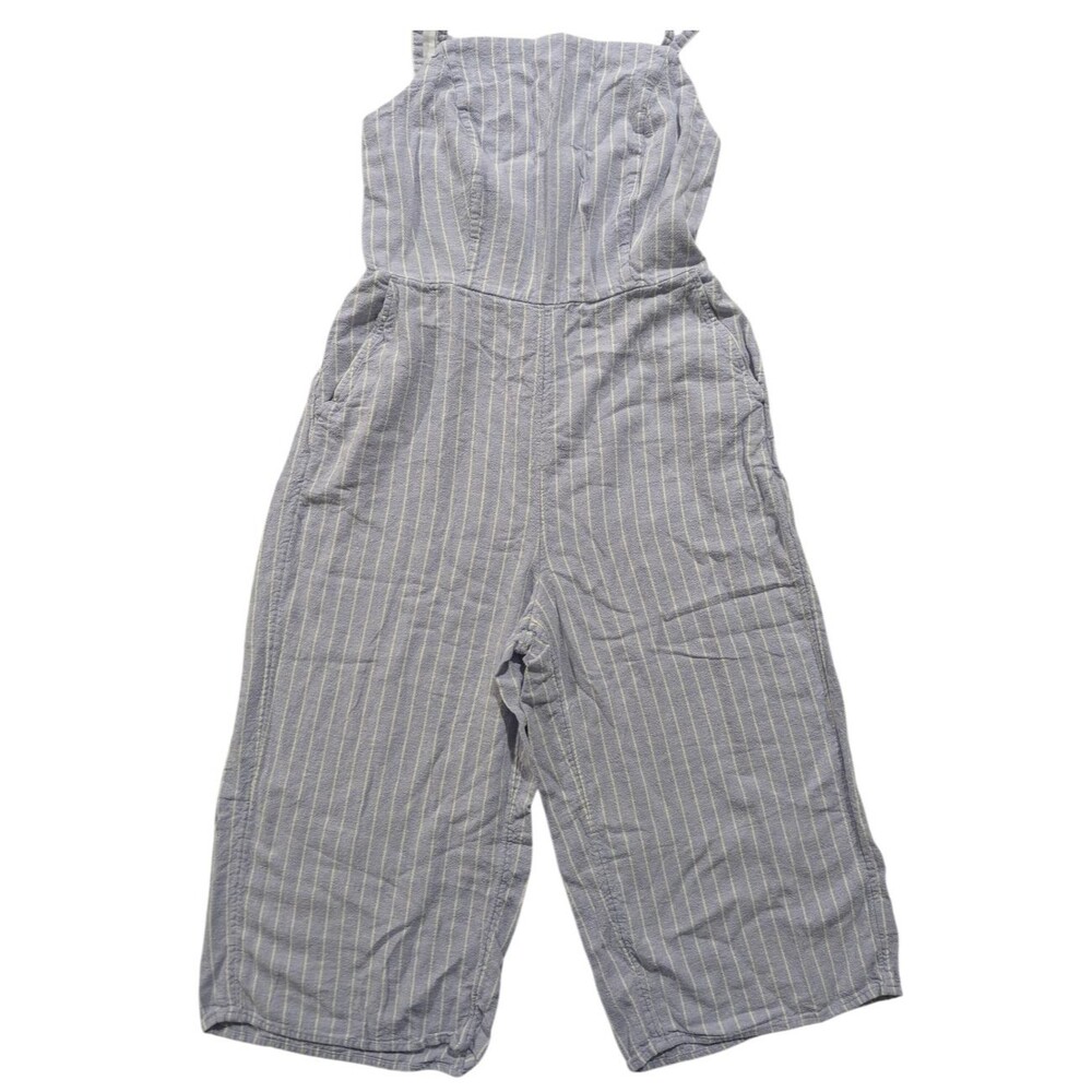 Old Navy Women's Wide Leg Jumpsuit Large Blue Striped Smocked Waist